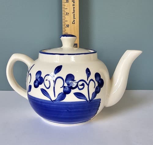 Teapot Cobalt Blue and White 5.5 Inches tall