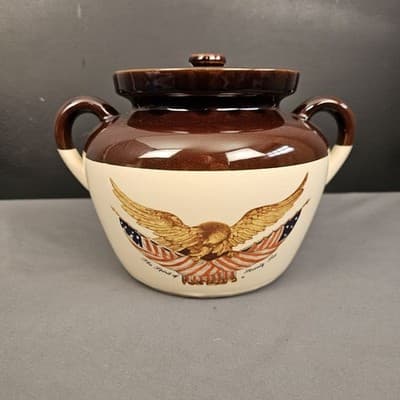 McCoy Pottery The Spirit of Seventy-Six 342 Bicentennial Bean Pot 1976 USA 2.5qt