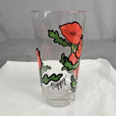 Vintage Poppy Highball Tumbler 6" Peanut Butter Glass