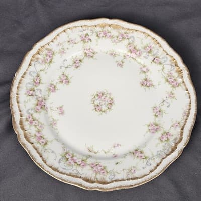 Vintage 1903 Theodore HAVILAND LIMOGES FRANCE Pink Roses Plate 8.75" CHIPPED