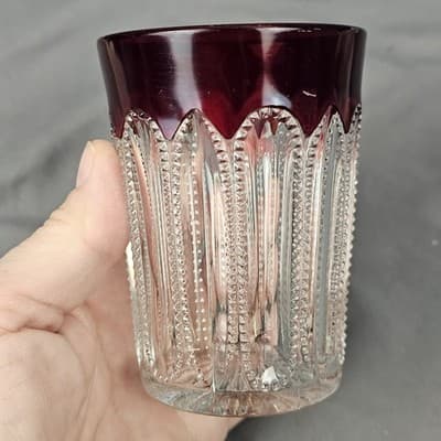Victorian Ruby Flass Pressed Glass Tumbler National Glass Co. Diamond Pointed