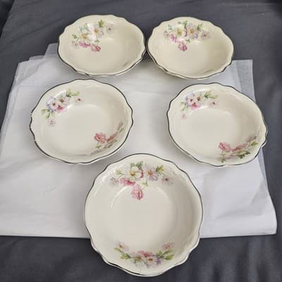 Vtg Set of 5 Homer Laughlin Virginia Rose USA 5.25" Fruit Dessert Bowl
