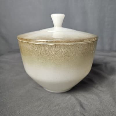 1950s Vintage Federal Glass Mesa Pattern Grease Jar, Great Condition USA