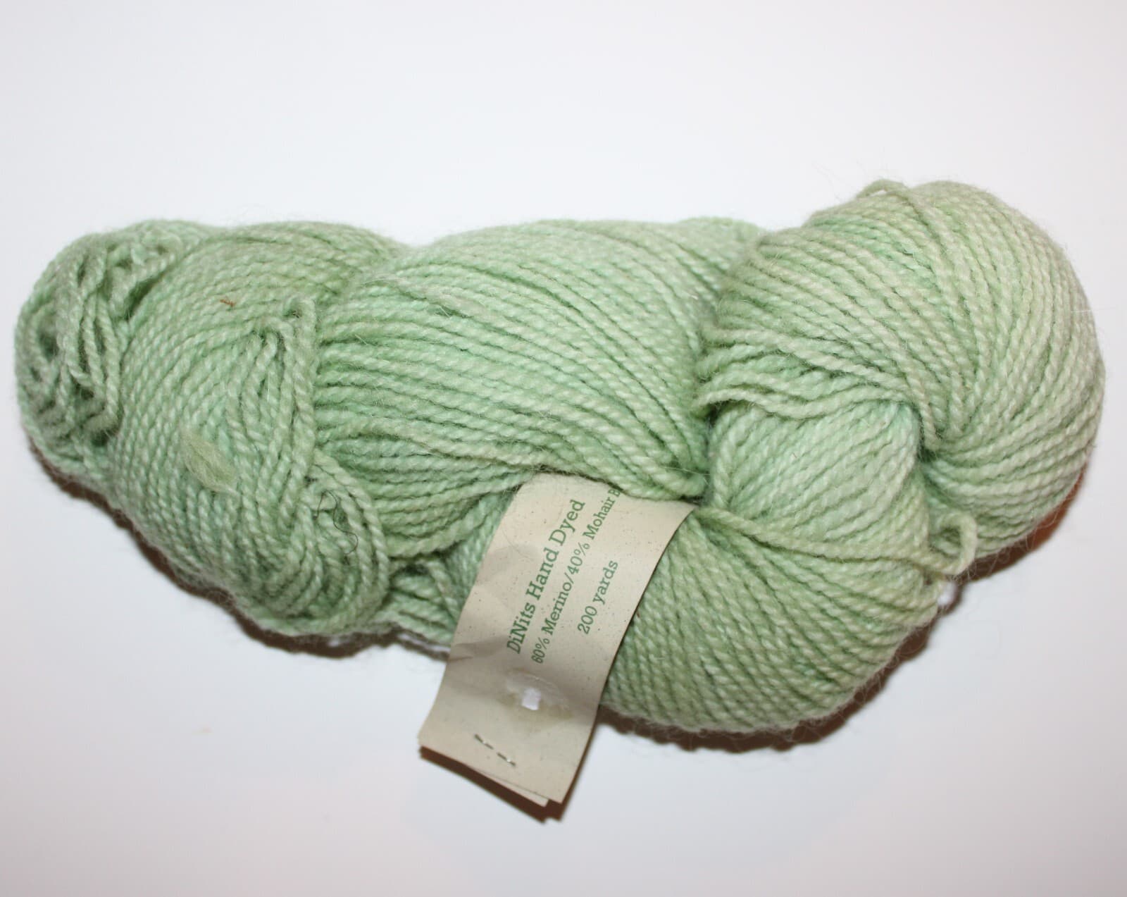 DiNits Hand Dyed 60% Merino, 40% Mohair Blend Halycon Green 200yd