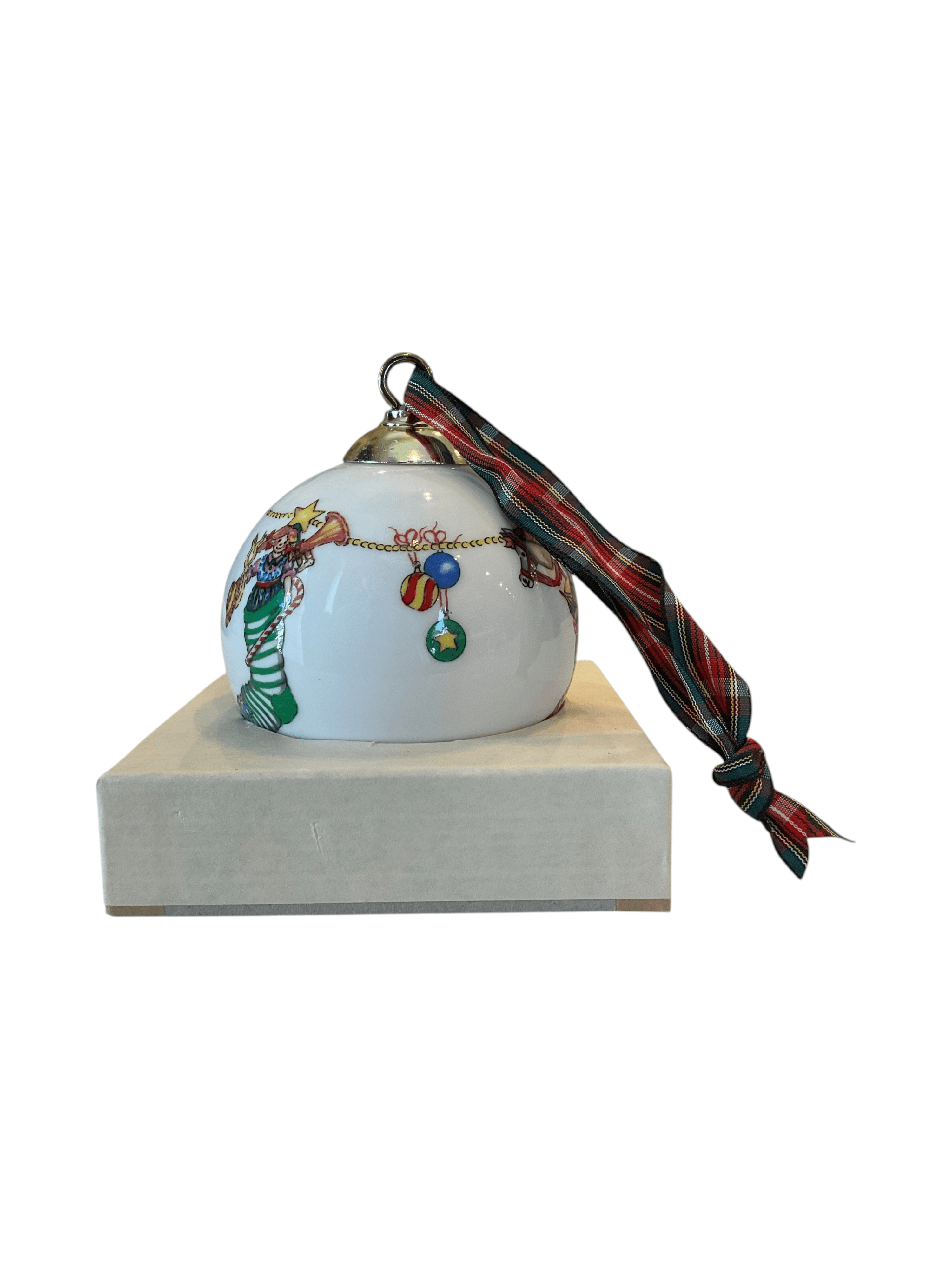Christmas Porcelain Ornament with Ribbon