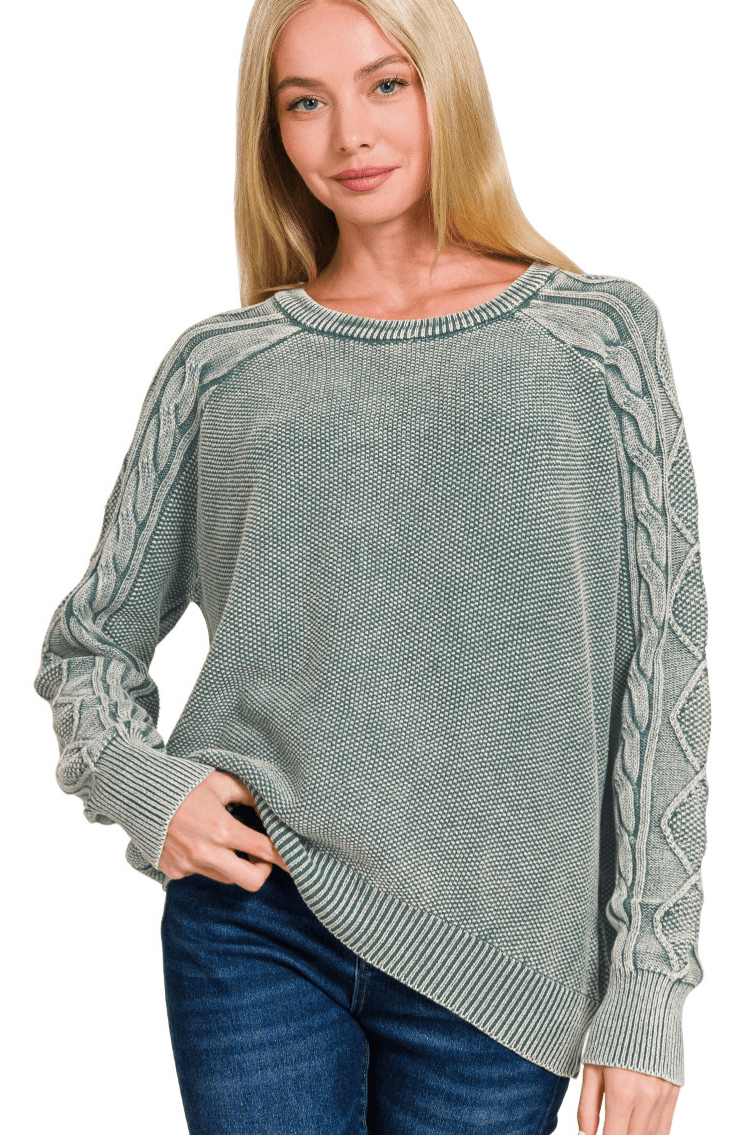 Ash Jade Cable Knit Sweater with Raglan Sleeves Size Small