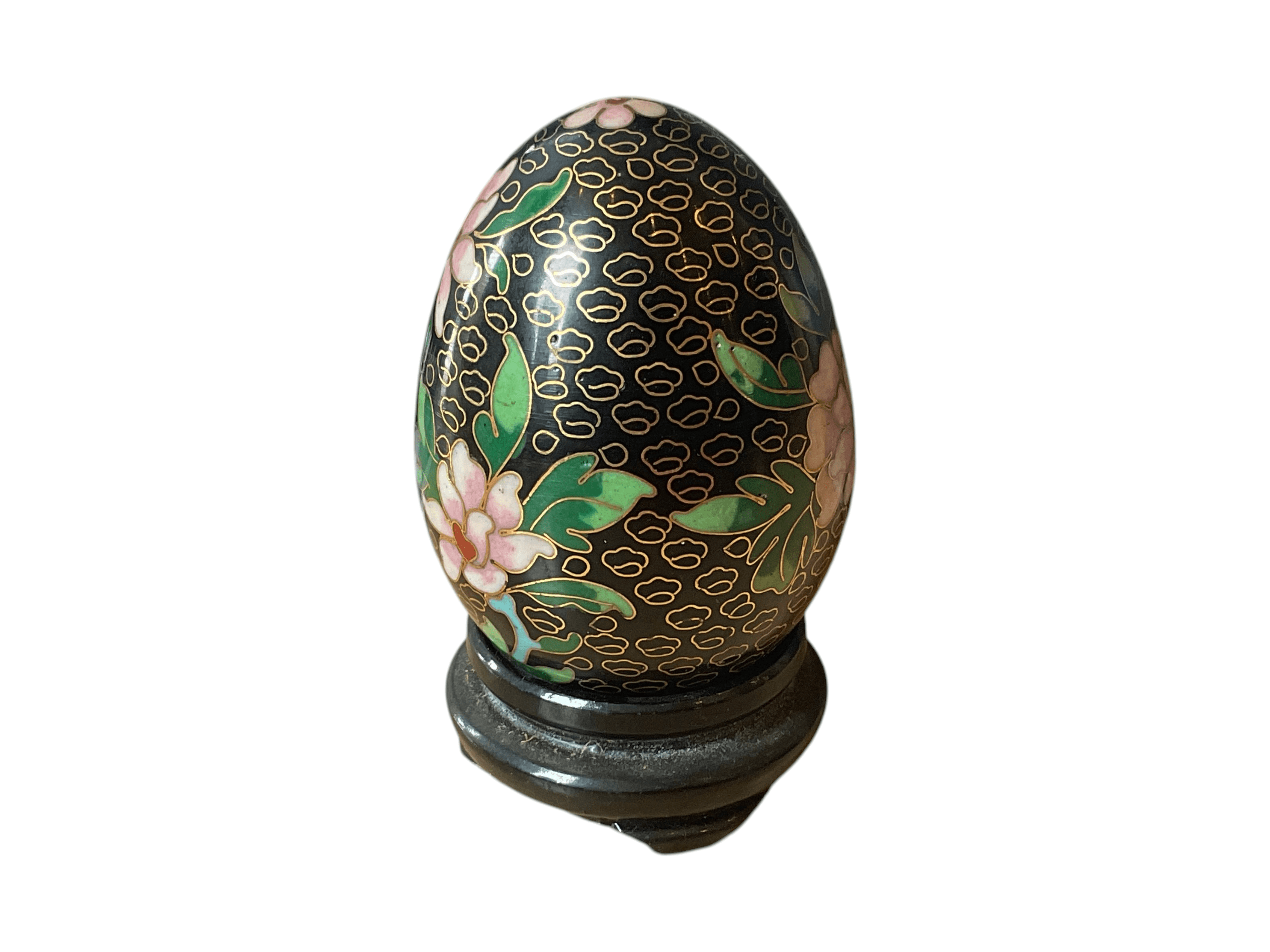 Decorative Floral Cloisonnรฉ Egg with Stand