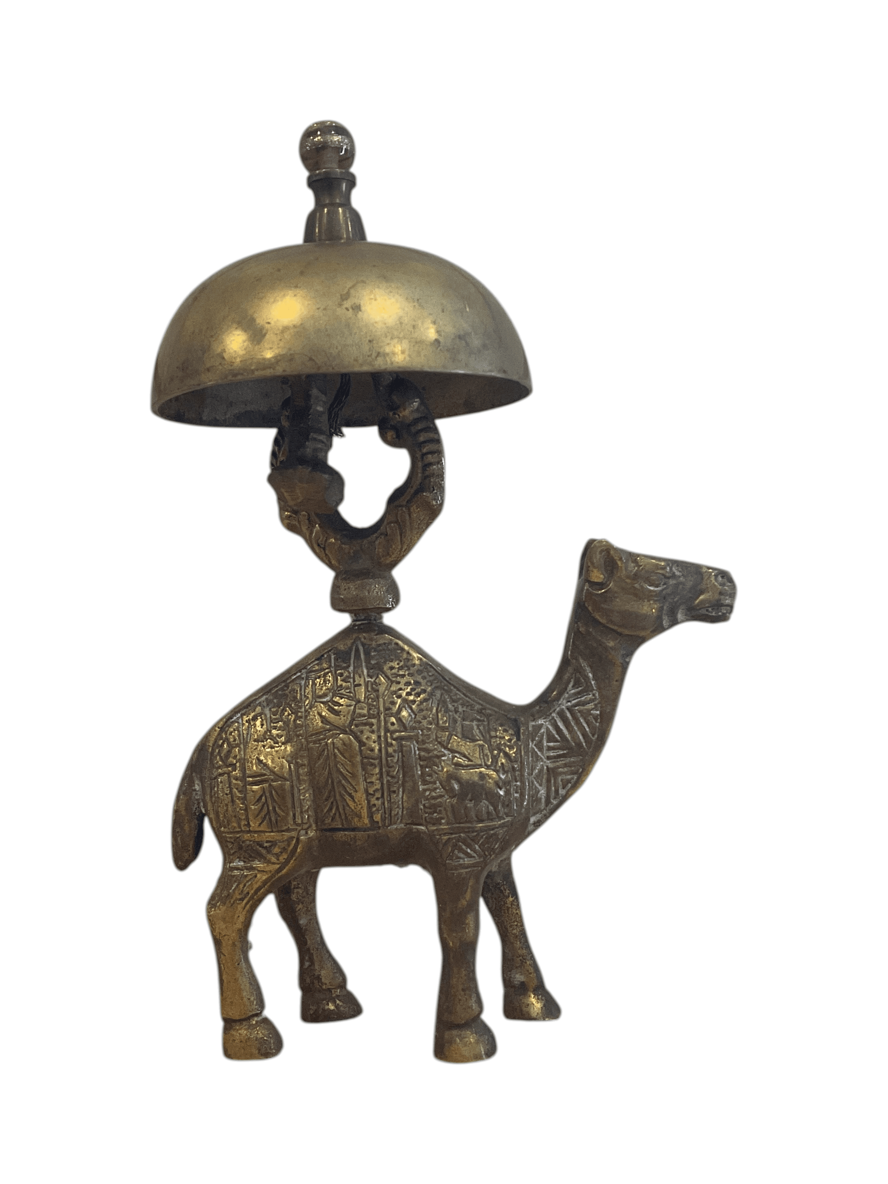 Vintage Brass Camel Figurine Bell with Intricate Detailing