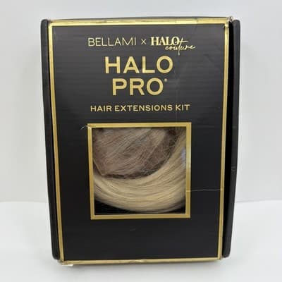 Bellami Halo Pro Hair Extension 18” Pearl Blonde Rooted Highlight With Comb NEW