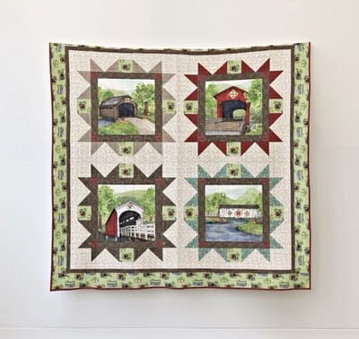 COVERED BRIDGES in Spring Bridges Tour Quilt Kit #KT-15820 Riley Blake 72"X72"