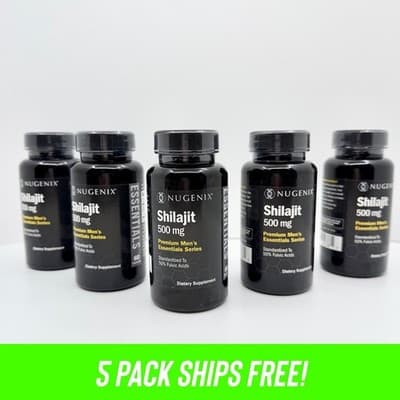 5 PACK Nugenix Essentials Shilajit Supplement 60ct 500mg 50% Fulvic Acids NEW