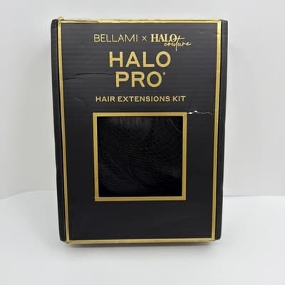 Bellami Halo Pro Hair Extension 20” Jet Black #1 Open Box Styled Once Remy Hair