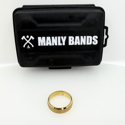 Manly Band The CEO 12.5 Men’s Wedding Ring Gold Plated Tungsten Ring 8mm Wide