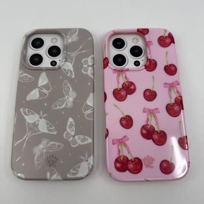 VELVET CAVIAR Magsafe Case Apple iPhone 16 Pro Pink Sweet Cherry Moth Set NEW