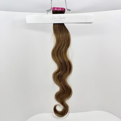 Glam Seamless 20” Body Wave Tape in Hair Extensions Rooted Honey Brown #8 NEW