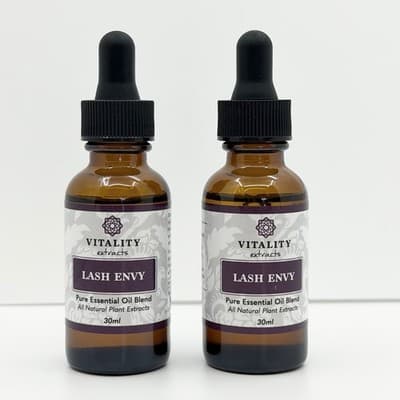 VITALITY EXTRACTS LASH ENVY 2 Pack Pure Essential Oil Blend Dropper Top NEW