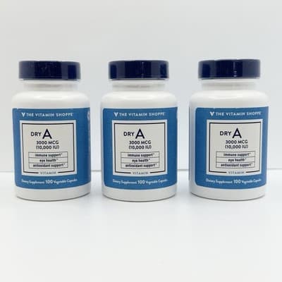 3 PACK The Vitamin Shoppe Vitamin A Eye Health Immune Support 10,000 IU NEW