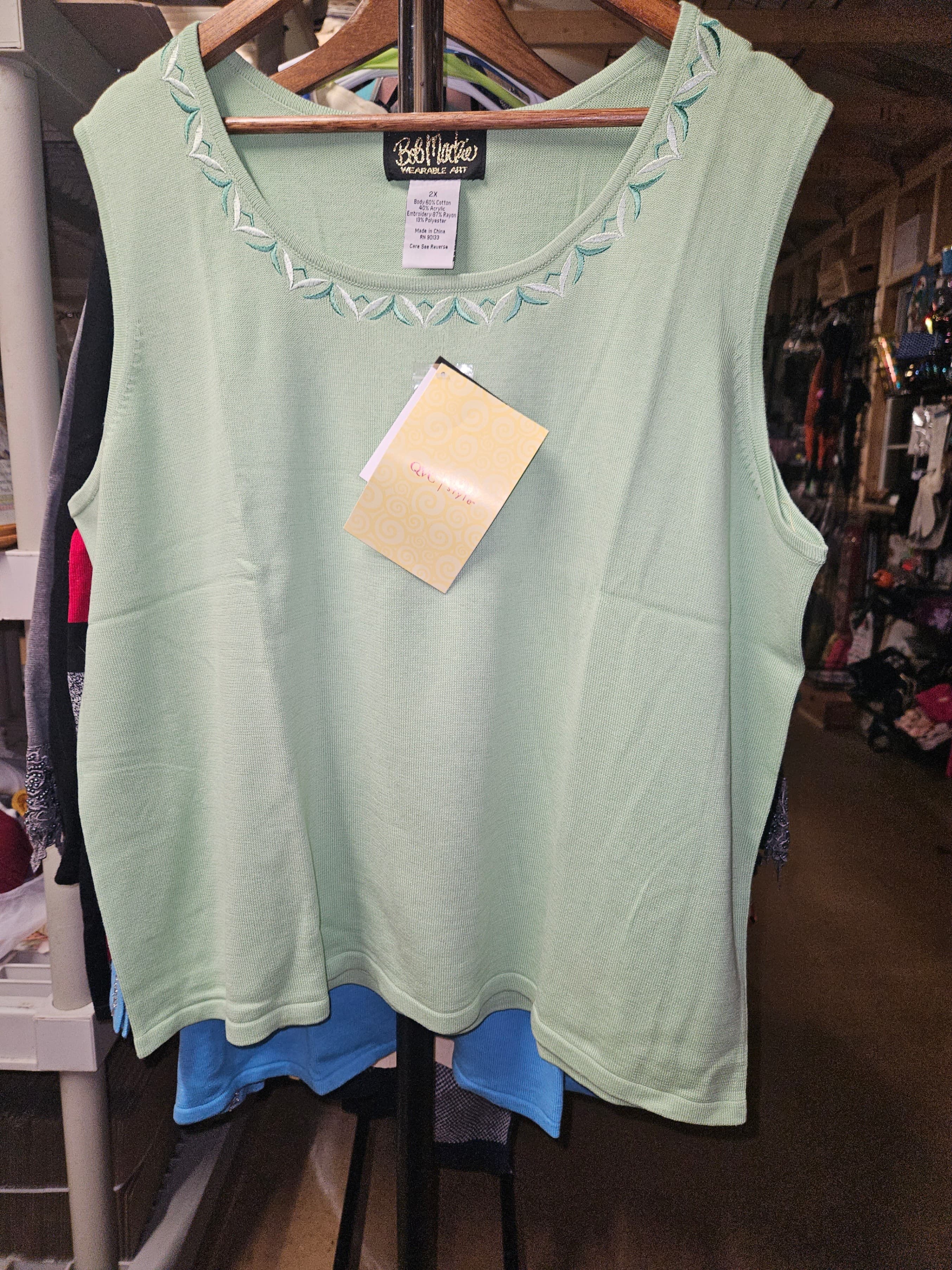 Bob Mackie Wearable Art 2X Green Top