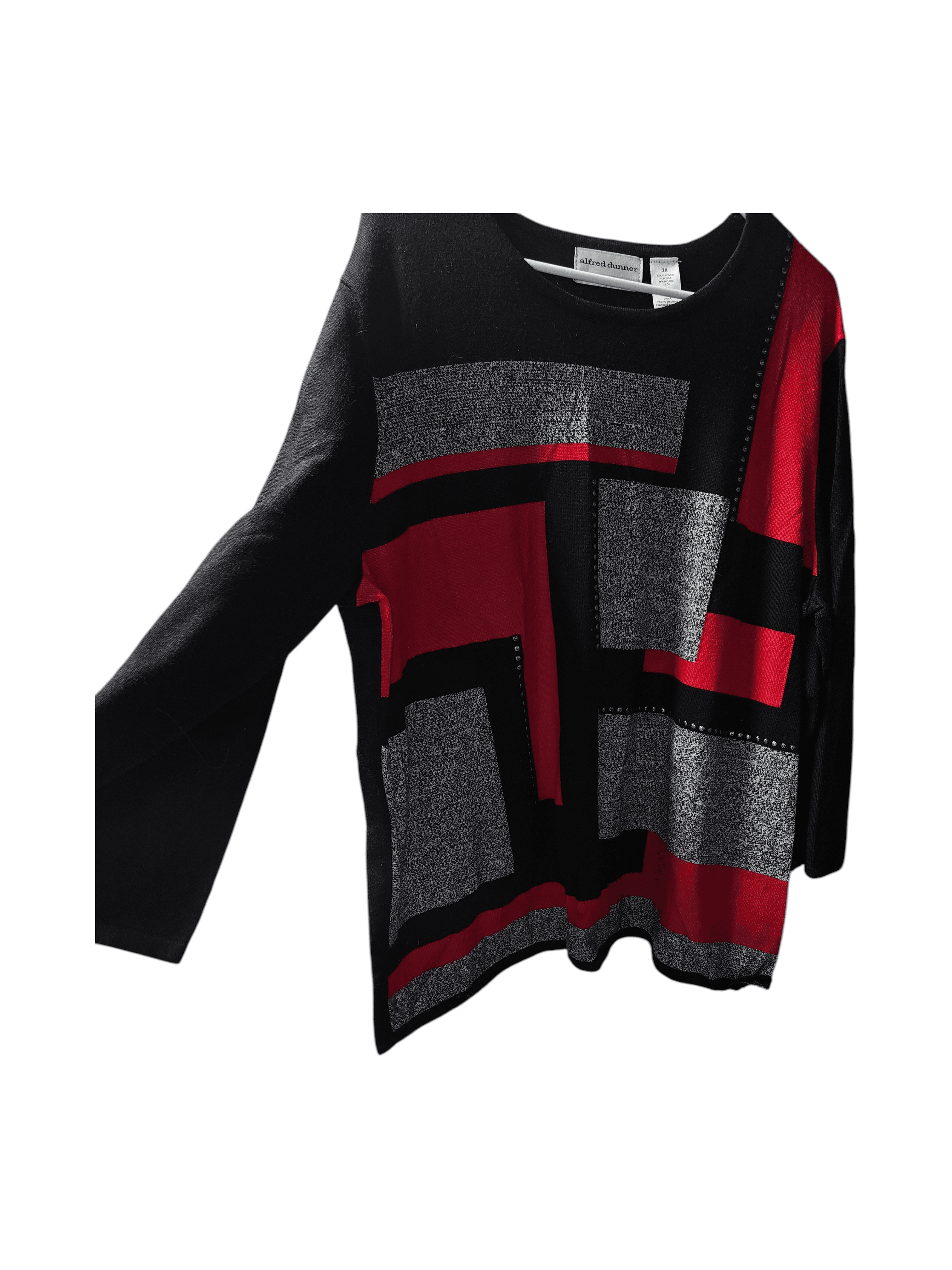 Alfred Dunner Women's Long Sleeve Top Geometric Design