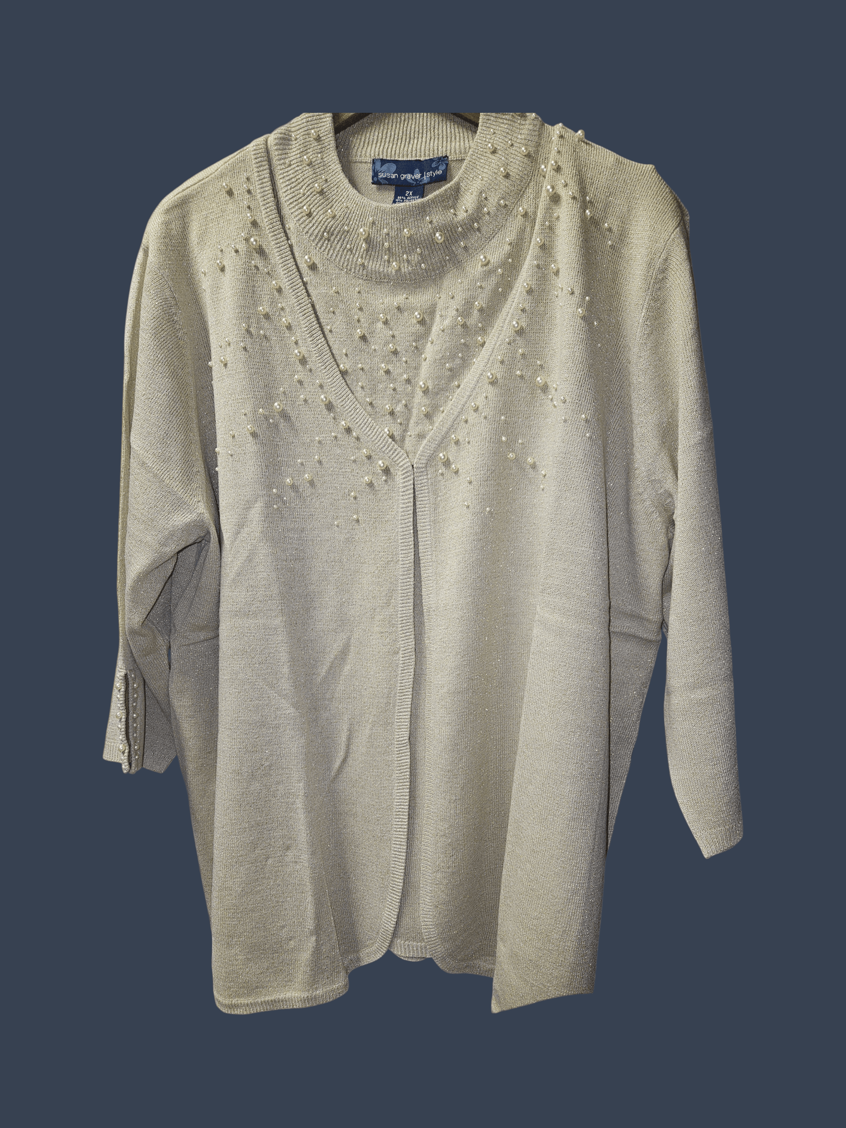 Susan Graver Embellished Cardigan Sweater 2X