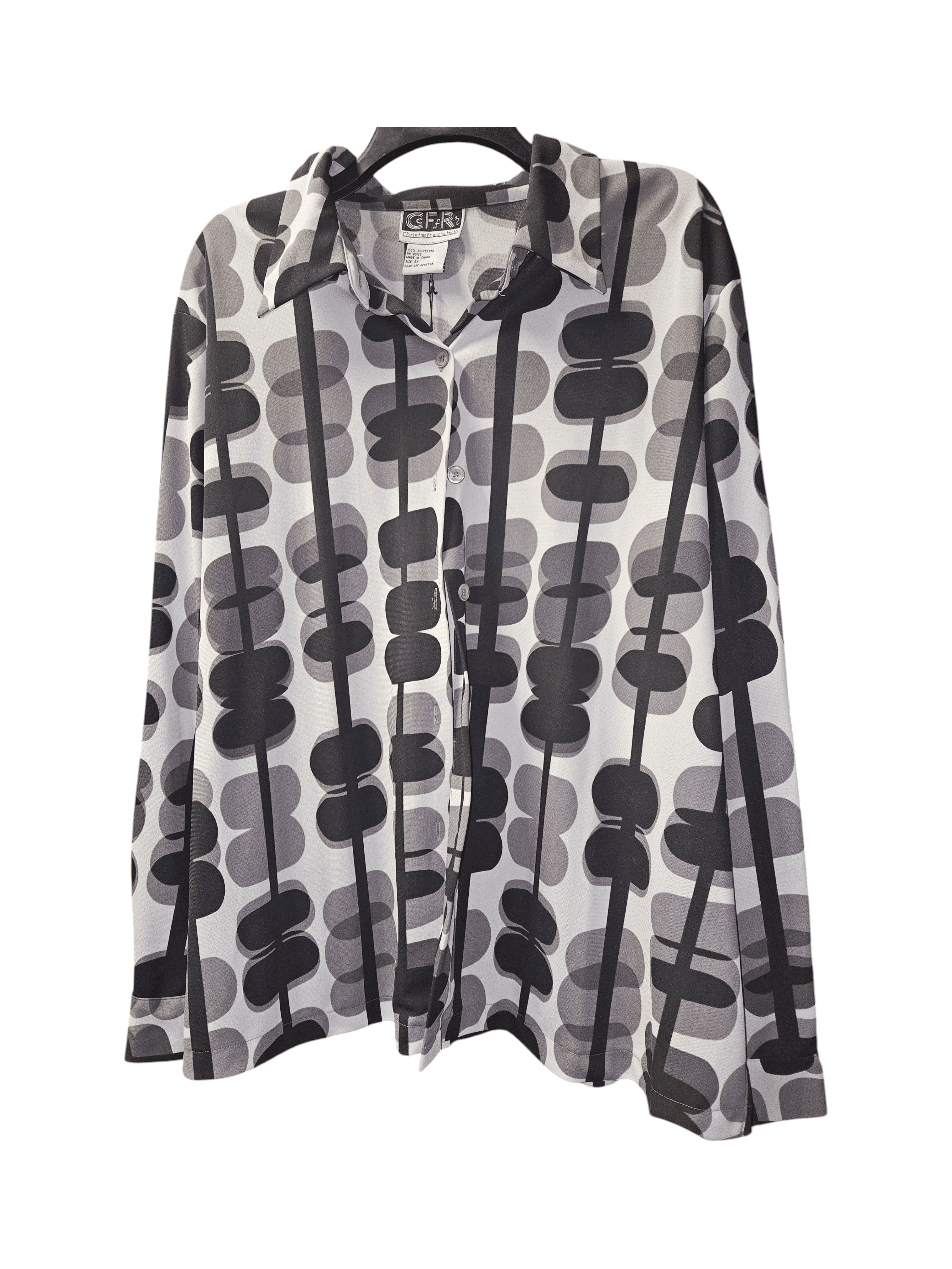 CFR Women's Abstract Long Sleeve Button-Up Shirt - Gray