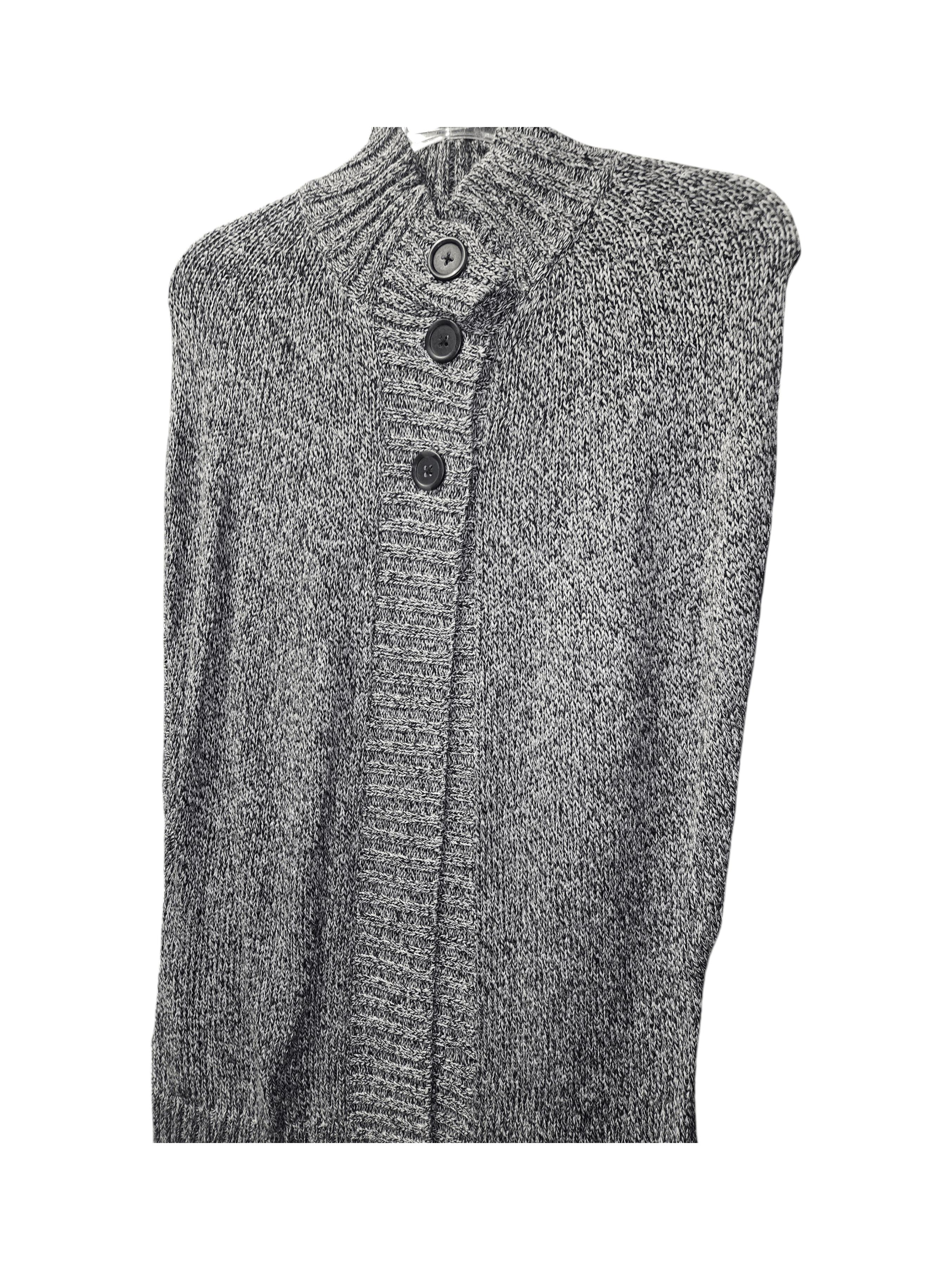 Gray Button-Up Knit Cardigan Sweater