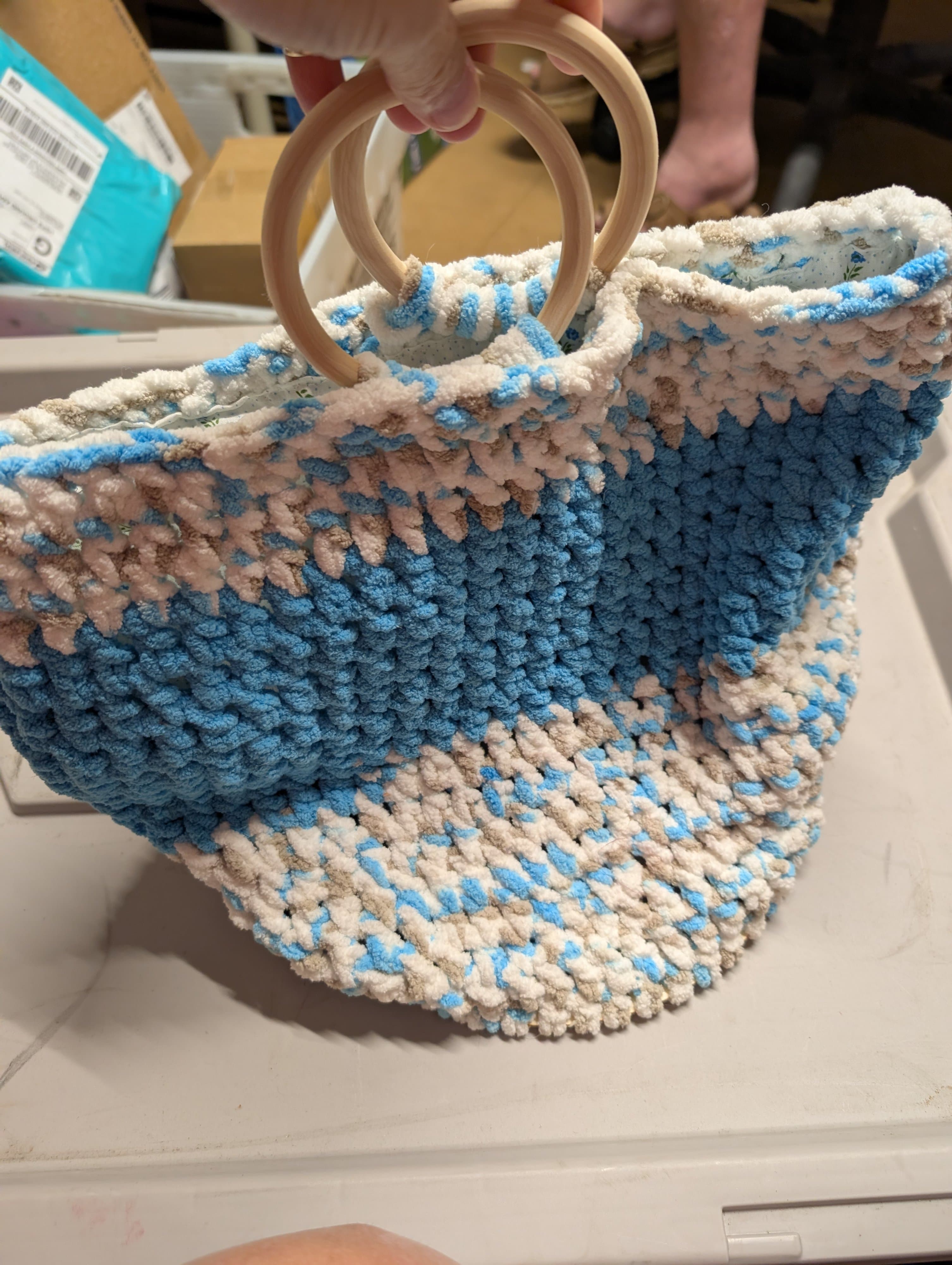 Handmade Floral Crochet Hobo Bag by Cyndi Shelley