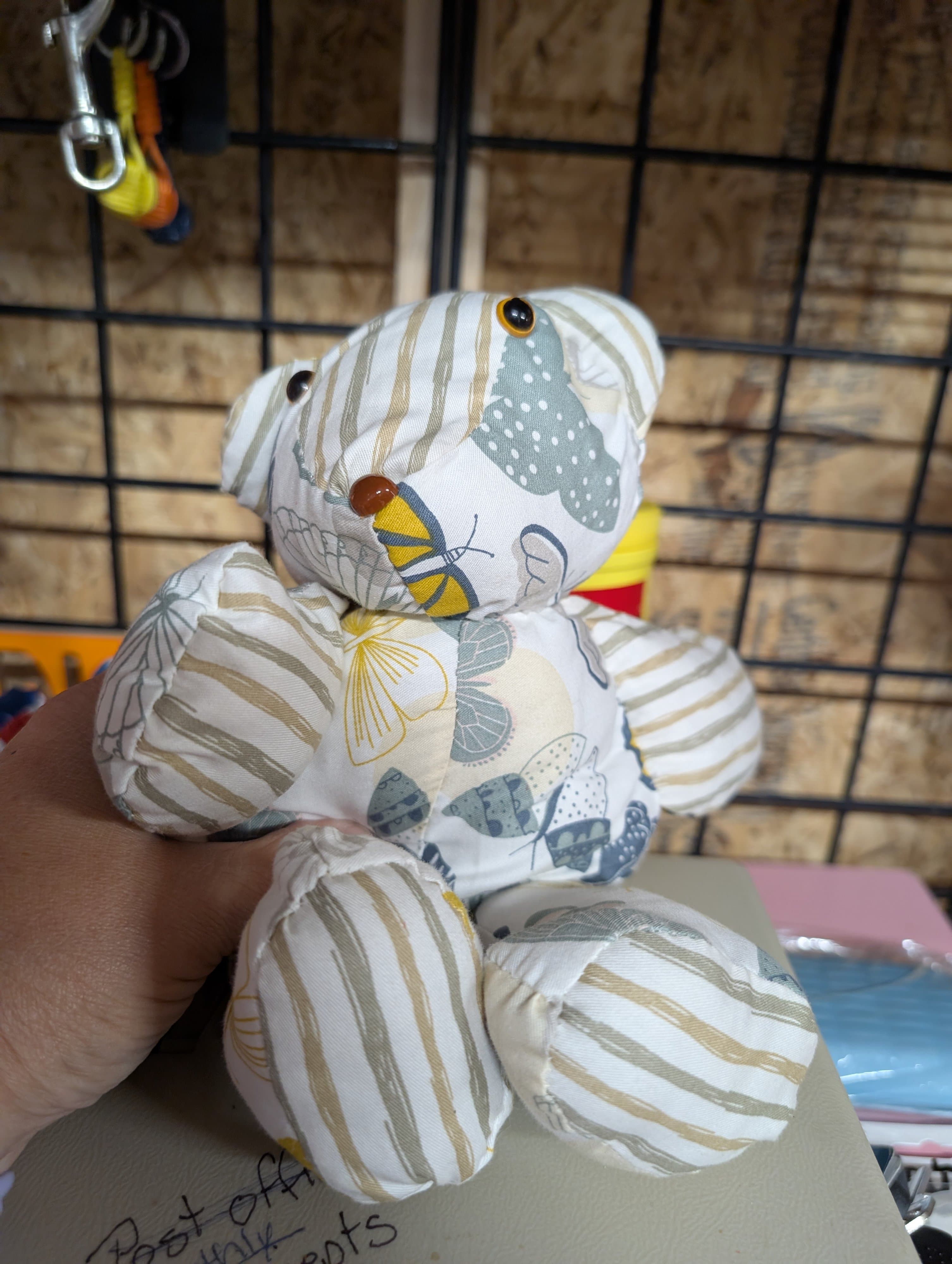 Handmade Butterfly Print Fabric Teddy Bear
