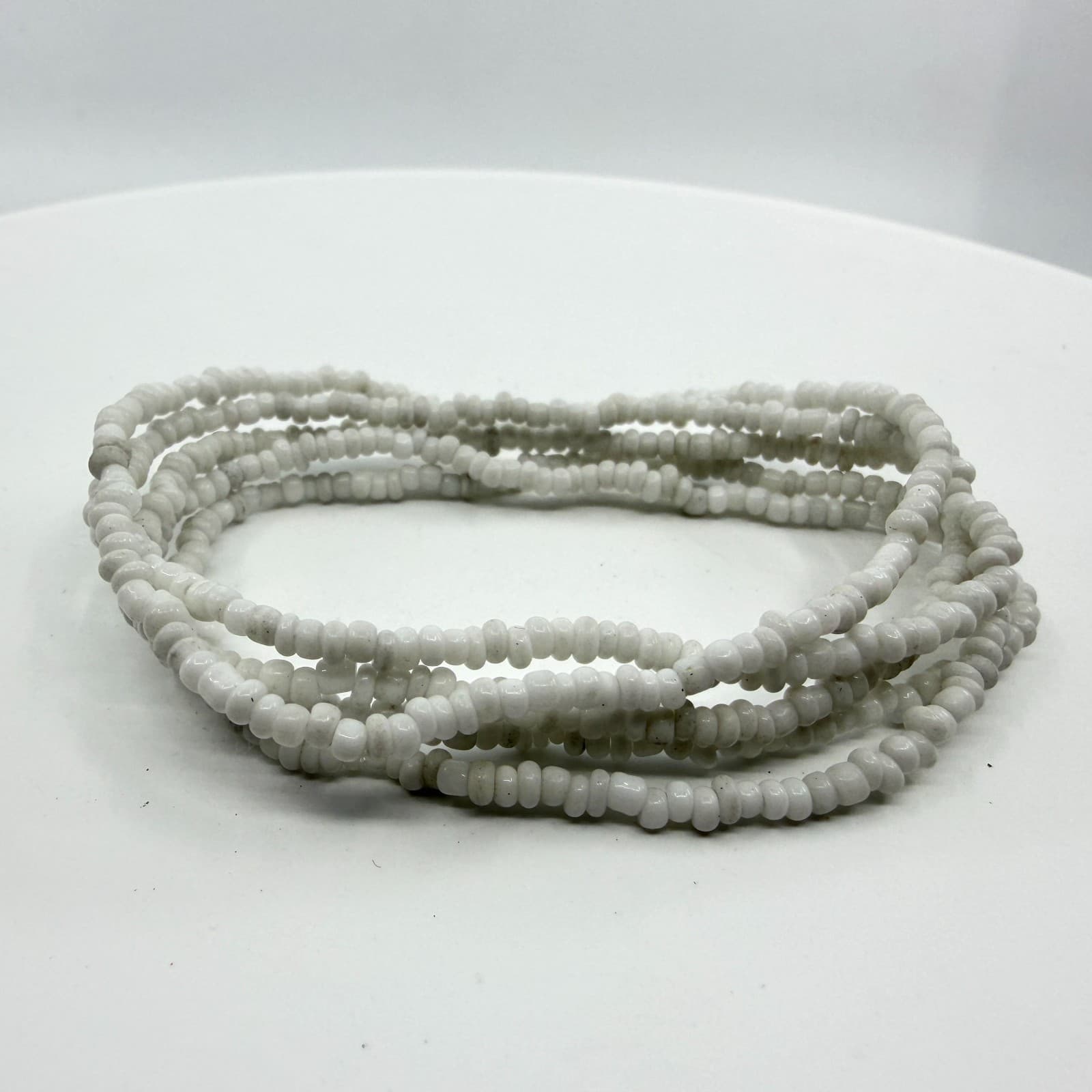 Boho White Seed Bead Multi Strand Layering Stretch Bracelet Minimalist Gift