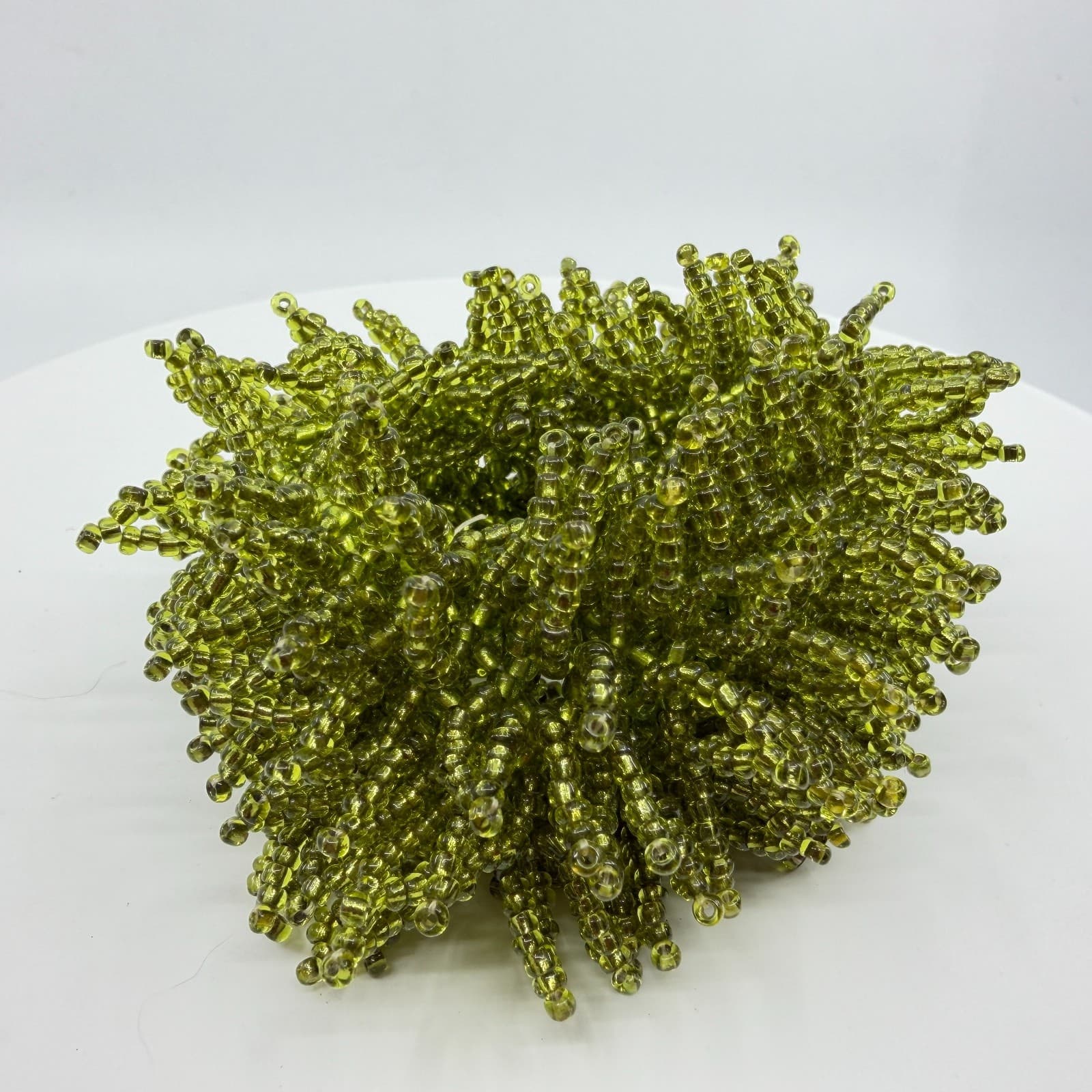 Chunky Olive Green Seed Bead Shag Bracelet Statement Boho Festival Layering Gift