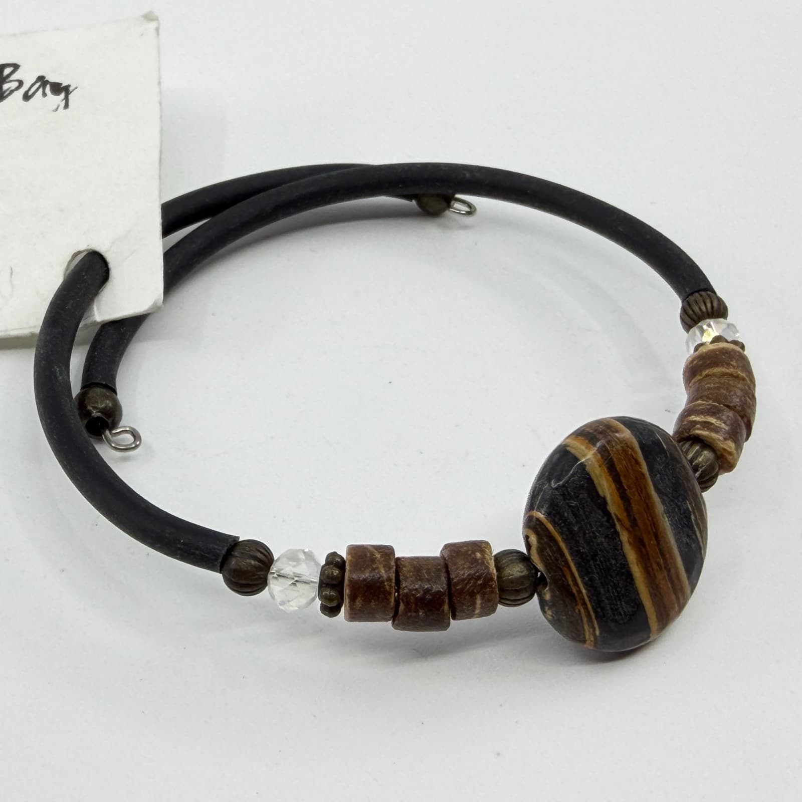 Luzluna Import Tiger Eye Crystal Memory Wire Wrap Bracelet Cottagecore Boho Gift