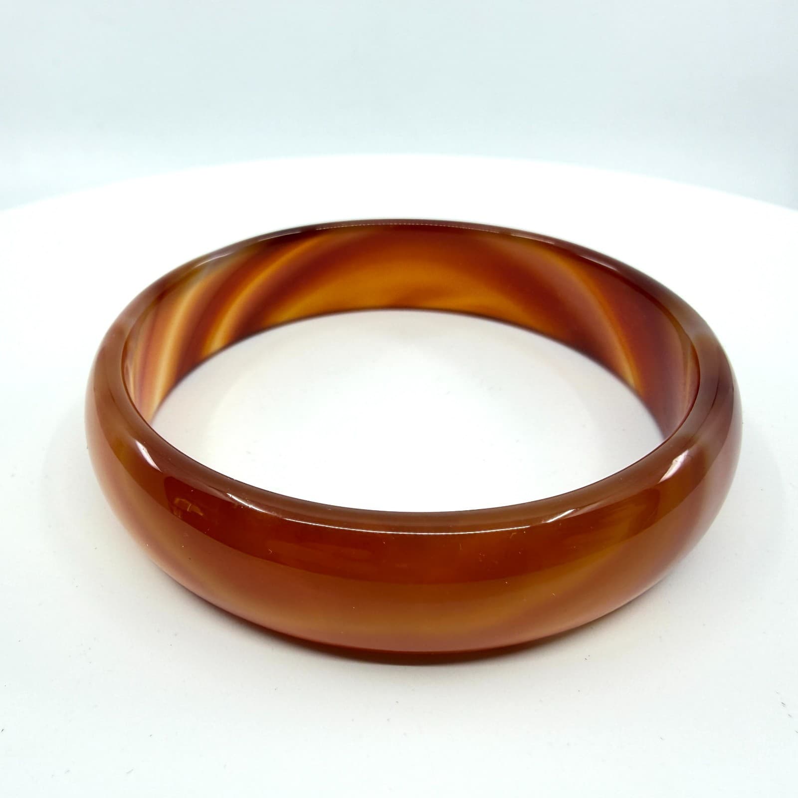 Chunky Carnelian Agate Bangle Bracelet Translucent Orange Band Statement Gift