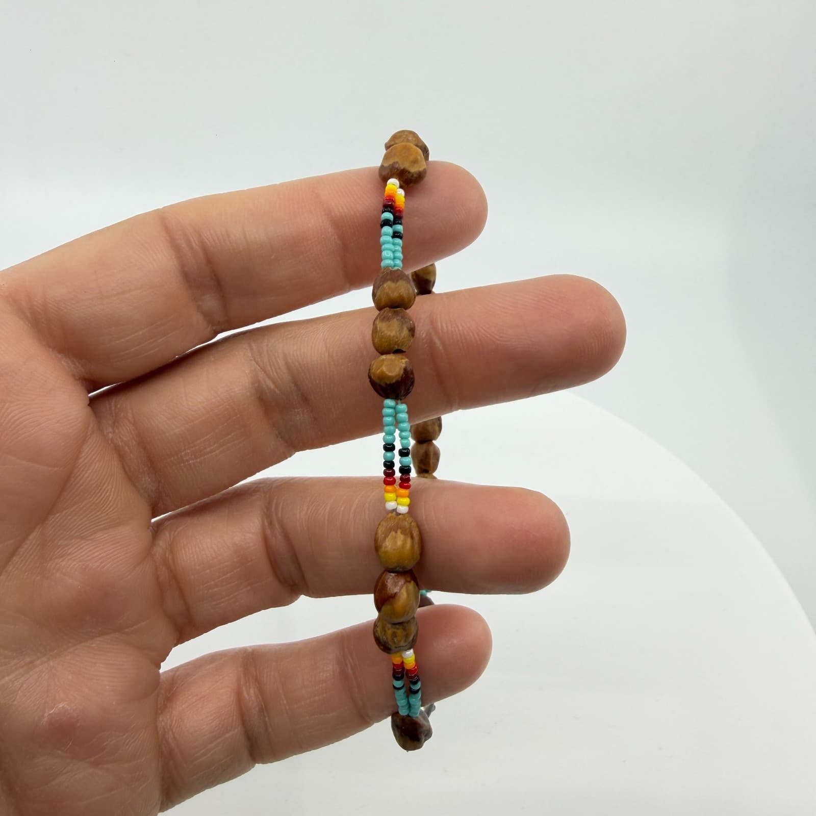 Native American Inspired Seed Bead and Natural Seed Beaded Bracelet Boho Jewelry