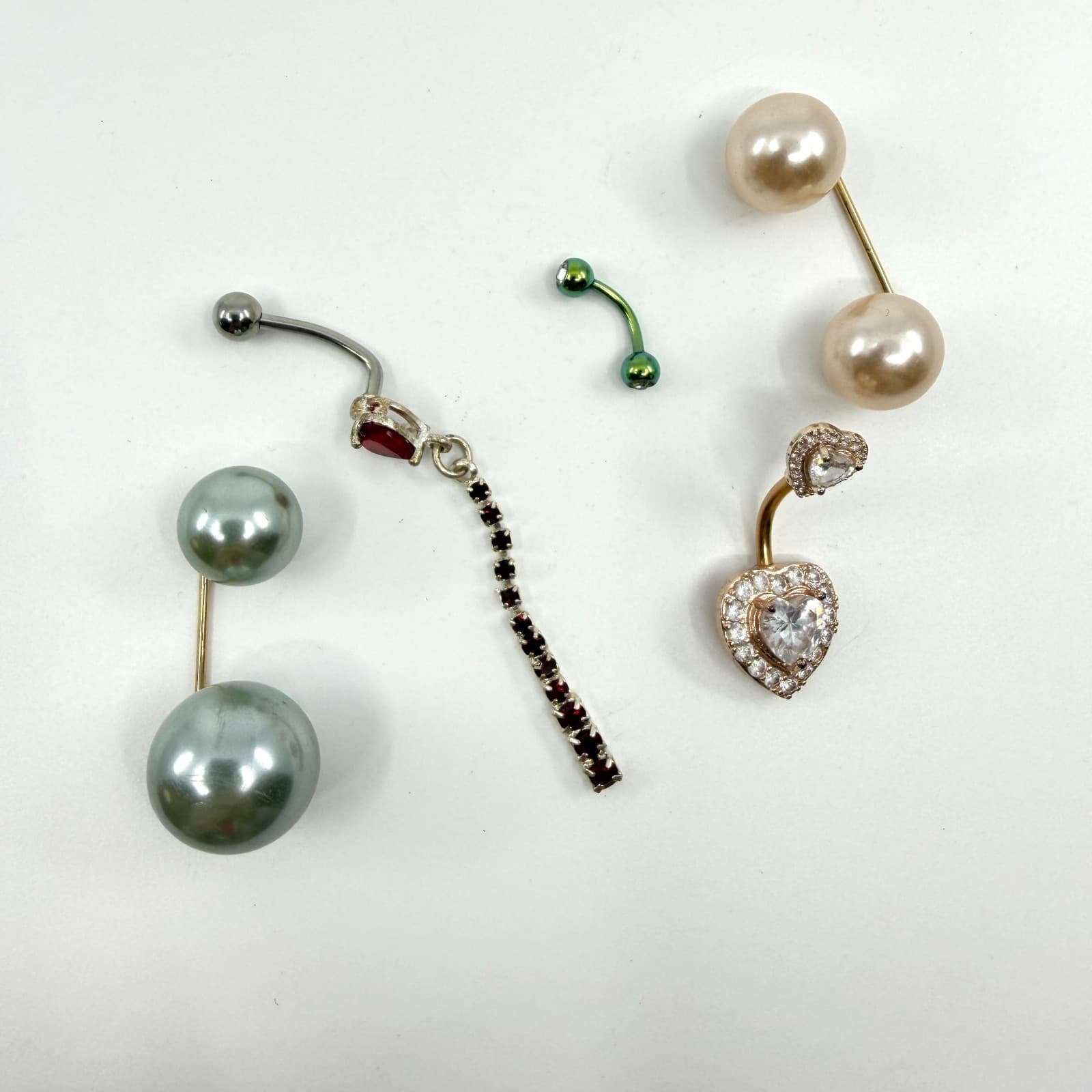 Lot of 5 Trendy Belly Button Rings Statement Dangle Aesthetic Navel Piercings