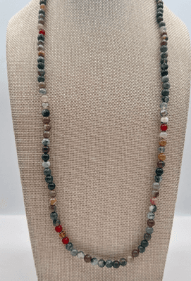 Vintage 90s Natural Stone Beaded Necklace Boho Women's Classic Fashion Jewelry