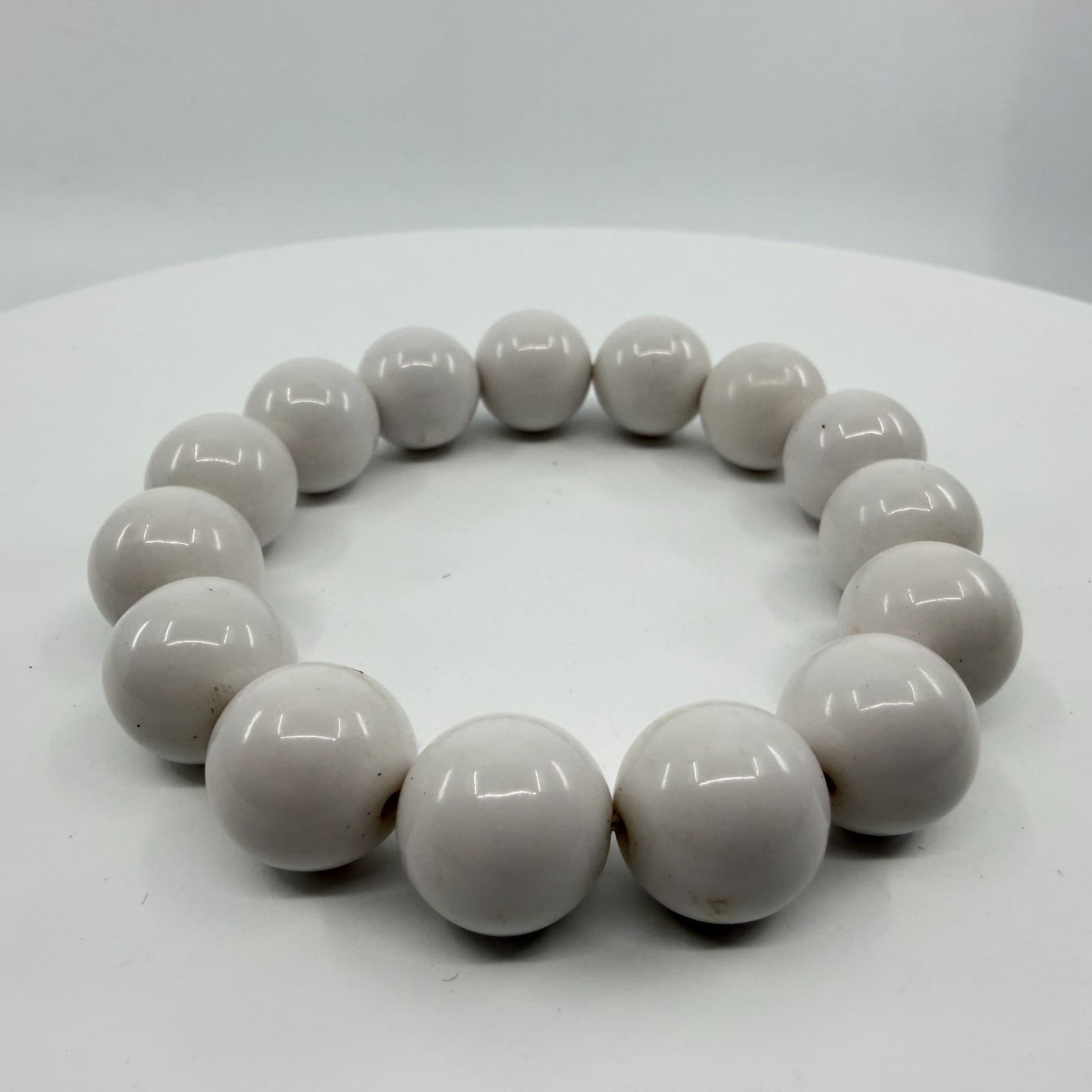 Minimalist Chunky White Bead Stretch Bracelet Statement Jewelry Boho Stack Gift