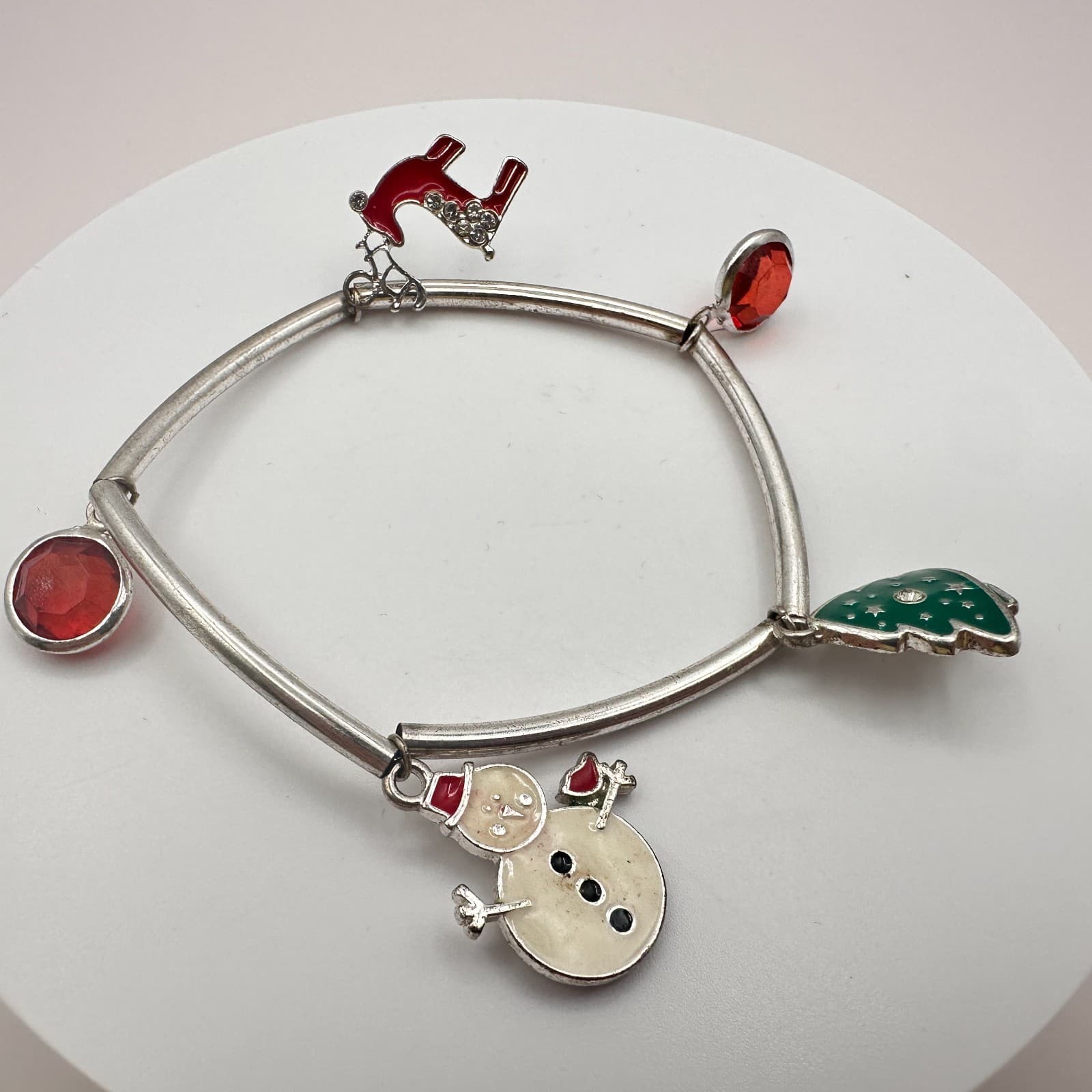 Vintage Y2K Silver Tone Holiday Charm Bracelet Christmas Women's Classic Jewelry