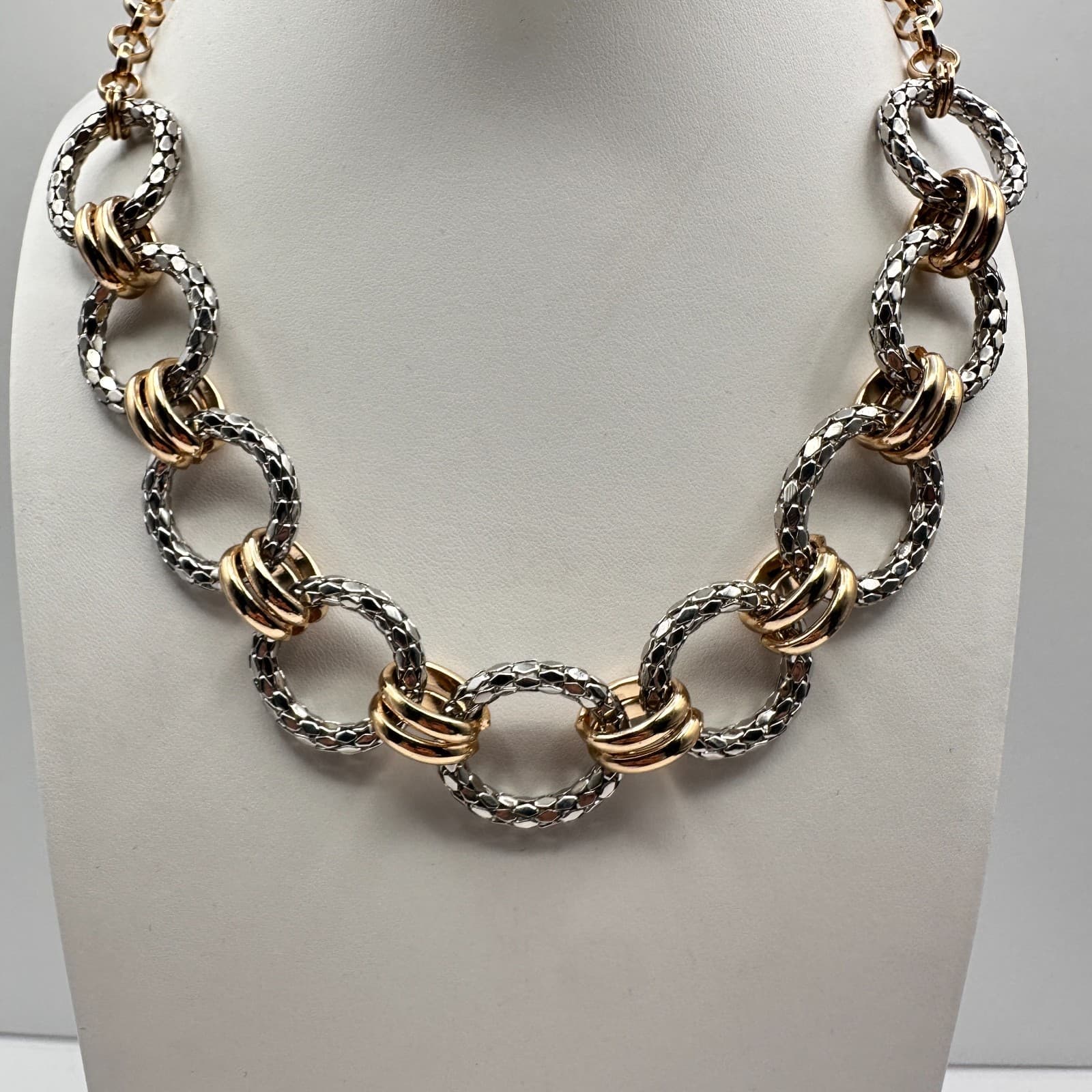 Vintage Y2K Alfani Textured Pebble Link Chain Necklace Women's Classic Jewelry
