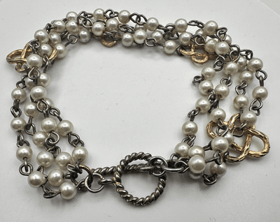 Vintage Y2K Multi Strand Faux Pearl Beaded Bracelet Women's Classic Jewelry