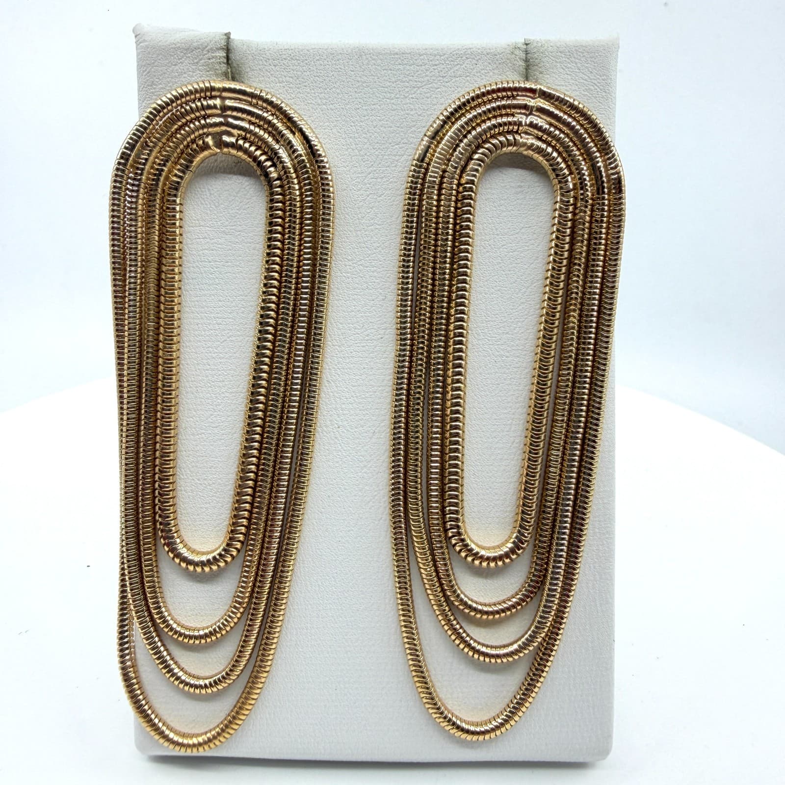 Chunky Gold Multi Strand Snake Chain Drop Earrings Statement Boho Festival Gift