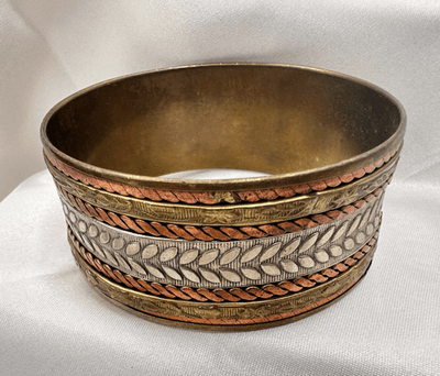 Vintage 90s Textured Leaf Chunky Cuff Wide Bracelet Boho Women's Classic Jewelry