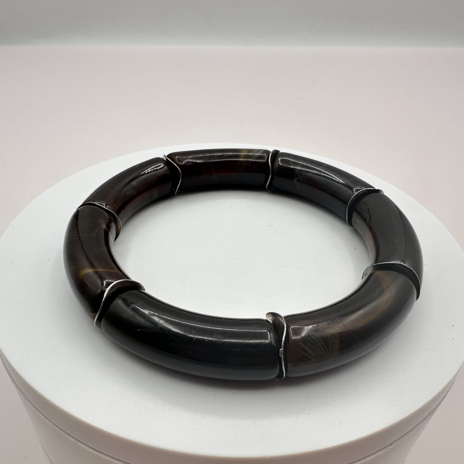 Vintage 90s Thick Tube Beaded Stretch Bracelet Minimalist Boho Women's Jewelry
