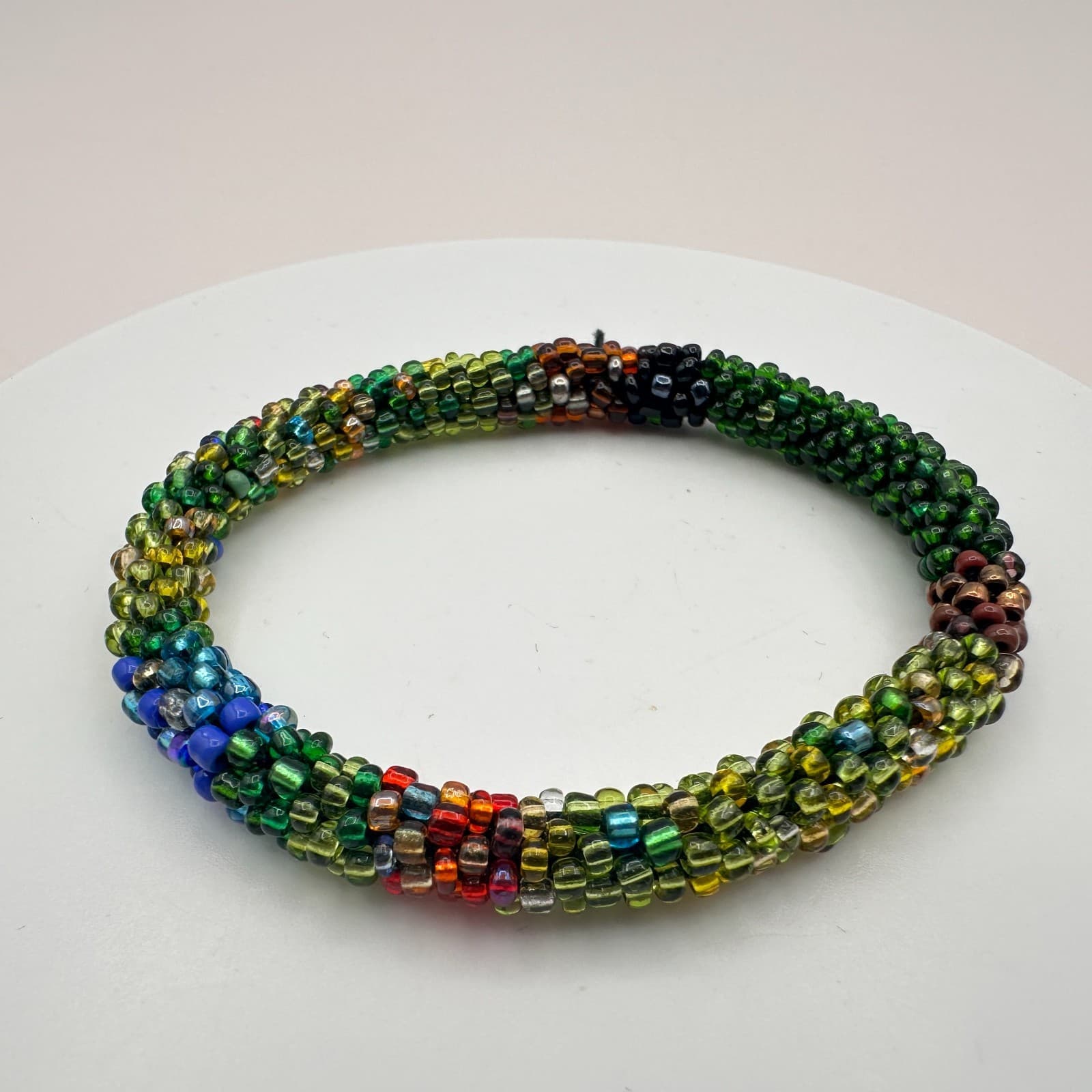 Vintage 90s Seed Beaded Rope Bracelet Boho Women's Classic Fashion Jewelry