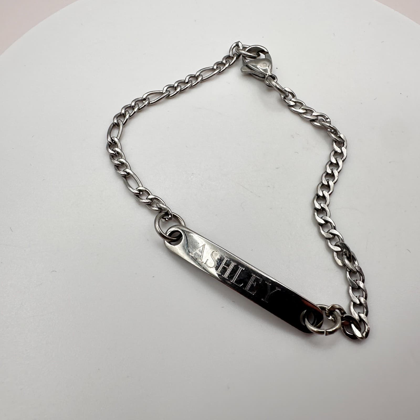 Vintage 90s Ashley Silver Tone Bracelet Link Chain Women's Fashion Jewelry Y2K