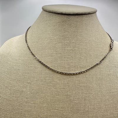 Vintage Y2K Silver Tone Floral Charm Link Chain Choker Necklace Women's Jewelry