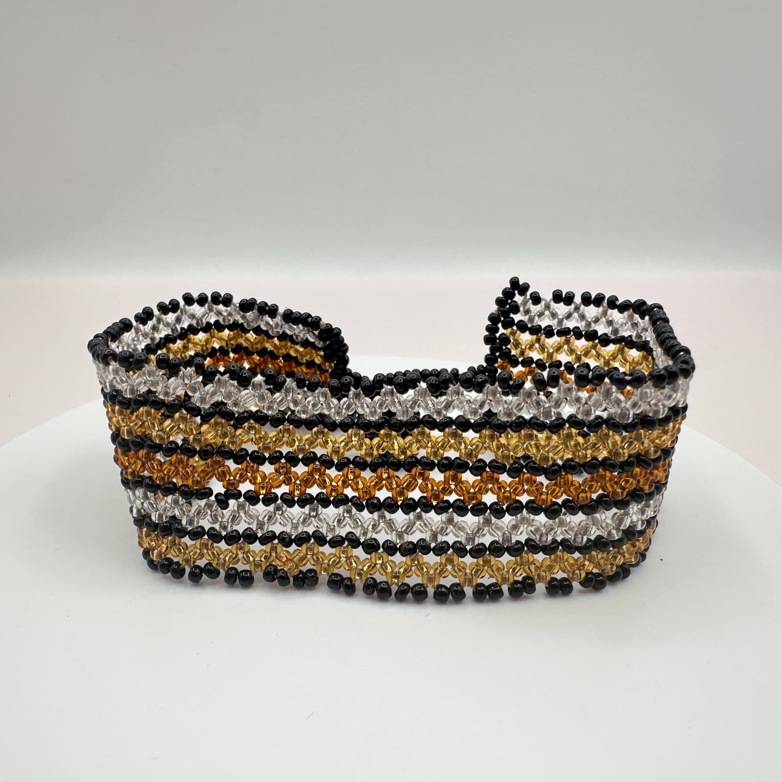 Vintage Y2K Seed Beaded Wide Cuff Bracelet Boho Retro Statement Women's Jewelry