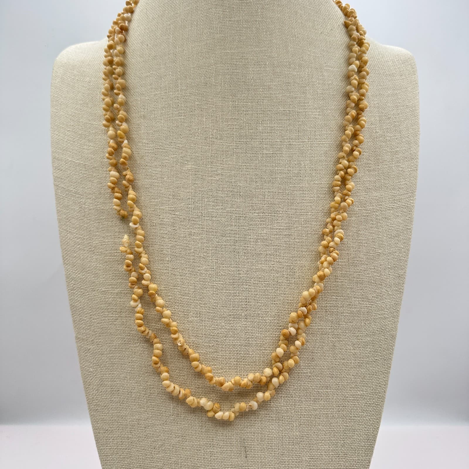 Vintage 70s 80s Puka Shell Necklace Double Strand Women's Classic Jewelry Boho