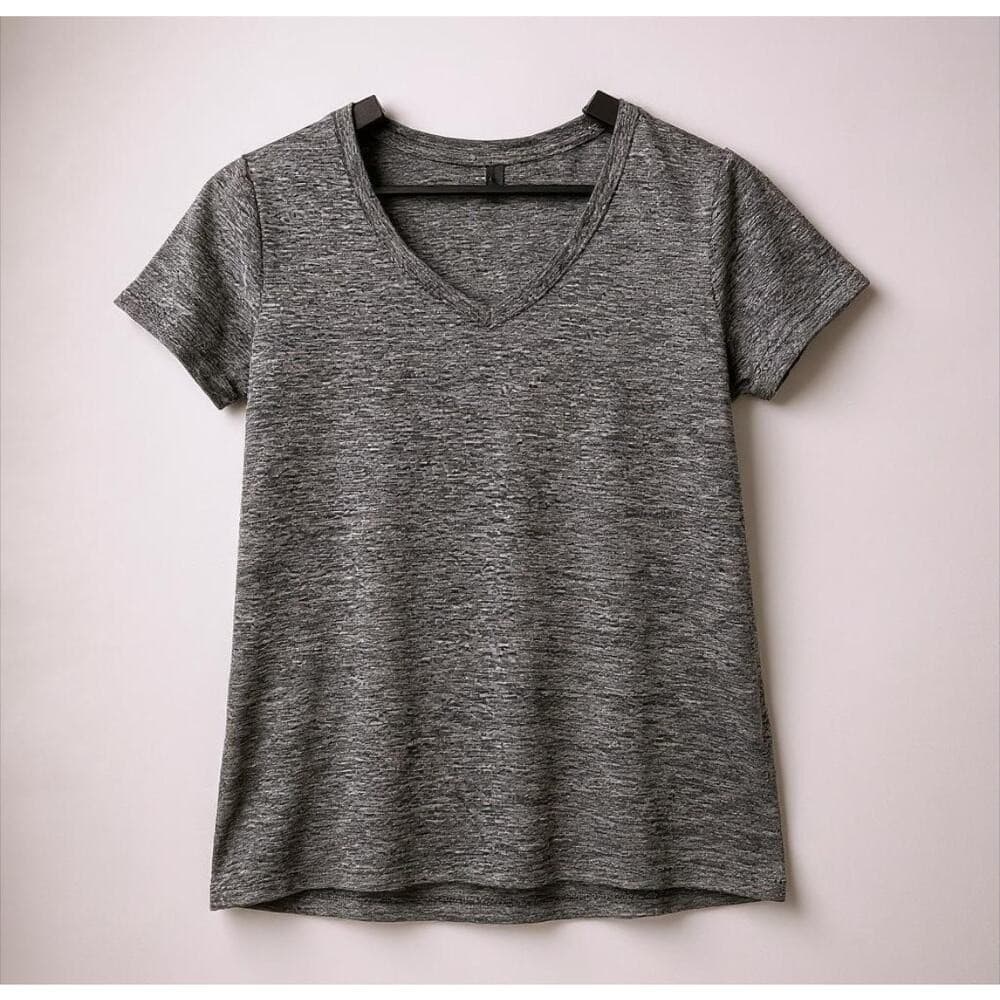 Under Armour HeatGear Heather Gray V-Neck Short Sleeve Top Athletic Shirt S