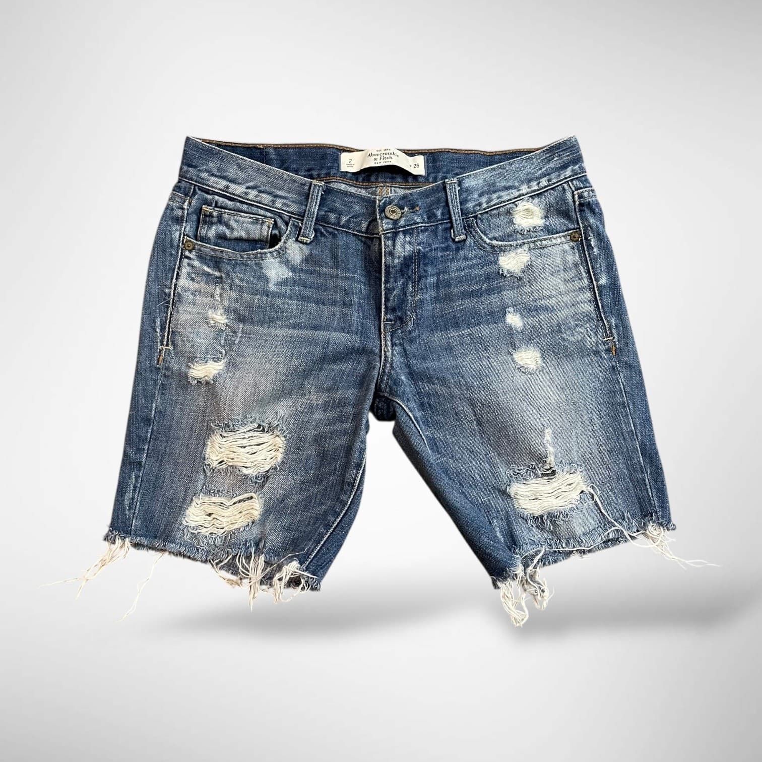 Abercrombie Fitch Denim Shorts Womens 26 Blue Distressed Cutoff Jean Shorts
