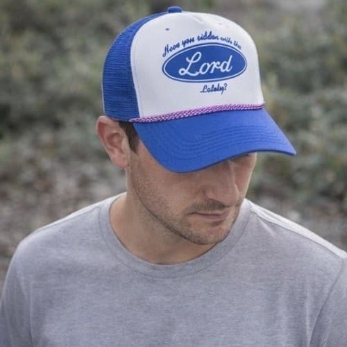 Vintage Have You Ridden With The Lord Lately Trucker Hat Blue White Snapback